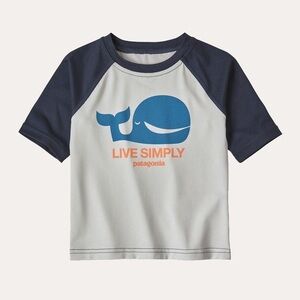 Patagonia Baby Daily Capilene Baselayer Tee Live Simply Whale Blue Grey 12-18M